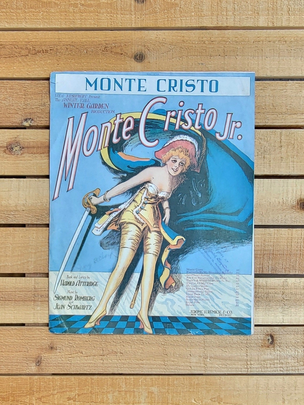 Antique 1919 Musical Sheet Music "Monte Cristo Jr." by Jerome H. Remick & Co.